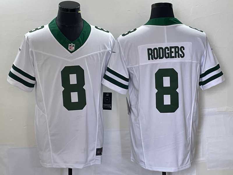 Men's New York Jets #8 Aaron Rodgers White 2023 F.U.S.E. Vapor Limited Throwback Stitched Football Jersey,We sell and wholesale Men's New York Jets #8 Aaron Rodgers White 2023 F.U.S.E. Vapor Limited Throwback Stitched Football Jersey on line form chian!